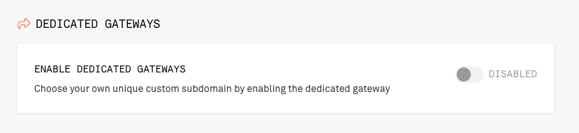 Dedicated gateways in project settings
